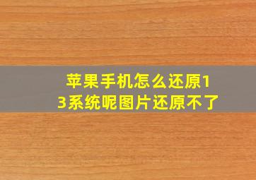 苹果手机怎么还原13系统呢图片还原不了