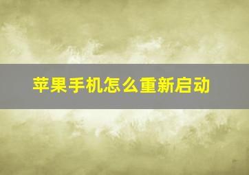 苹果手机怎么重新启动