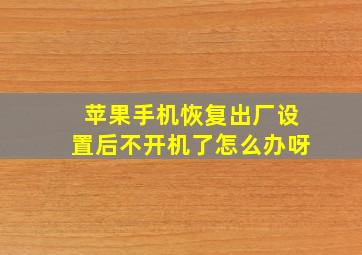 苹果手机恢复出厂设置后不开机了怎么办呀