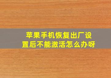 苹果手机恢复出厂设置后不能激活怎么办呀