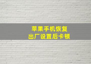 苹果手机恢复出厂设置后卡顿