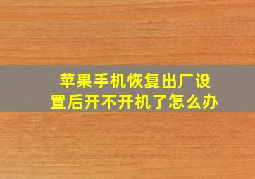 苹果手机恢复出厂设置后开不开机了怎么办