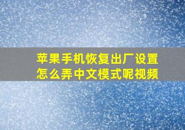 苹果手机恢复出厂设置怎么弄中文模式呢视频