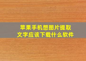 苹果手机想图片提取文字应该下载什么软件