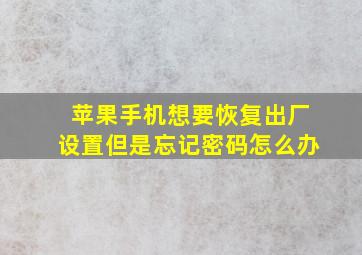 苹果手机想要恢复出厂设置但是忘记密码怎么办