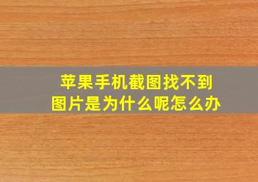 苹果手机截图找不到图片是为什么呢怎么办