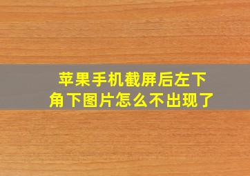 苹果手机截屏后左下角下图片怎么不出现了