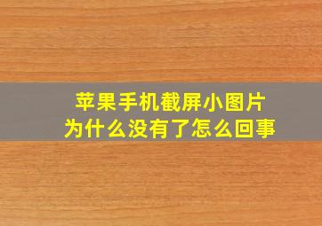 苹果手机截屏小图片为什么没有了怎么回事