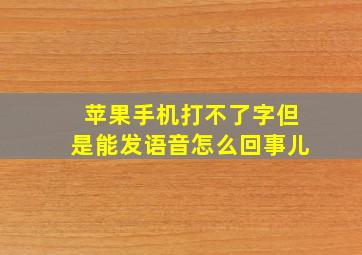 苹果手机打不了字但是能发语音怎么回事儿