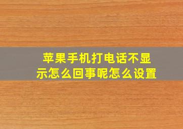 苹果手机打电话不显示怎么回事呢怎么设置