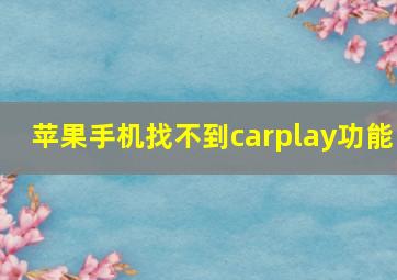 苹果手机找不到carplay功能