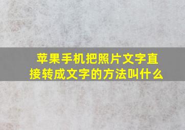 苹果手机把照片文字直接转成文字的方法叫什么