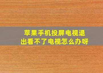 苹果手机投屏电视退出看不了电视怎么办呀