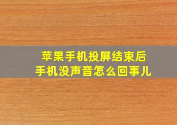 苹果手机投屏结束后手机没声音怎么回事儿