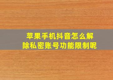 苹果手机抖音怎么解除私密账号功能限制呢