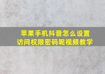 苹果手机抖音怎么设置访问权限密码呢视频教学