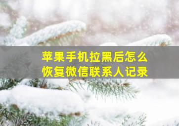 苹果手机拉黑后怎么恢复微信联系人记录