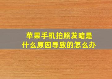 苹果手机拍照发暗是什么原因导致的怎么办