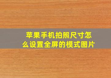 苹果手机拍照尺寸怎么设置全屏的模式图片