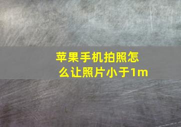 苹果手机拍照怎么让照片小于1m