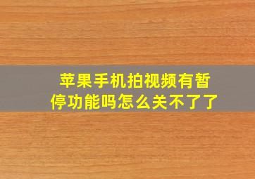 苹果手机拍视频有暂停功能吗怎么关不了了