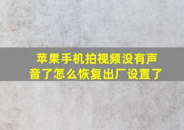 苹果手机拍视频没有声音了怎么恢复出厂设置了