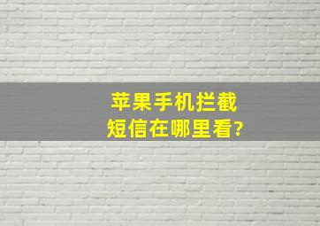 苹果手机拦截短信在哪里看?