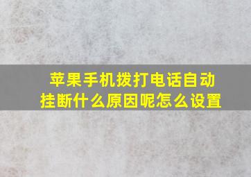 苹果手机拨打电话自动挂断什么原因呢怎么设置