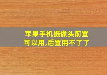 苹果手机摄像头前置可以用,后置用不了了