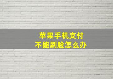 苹果手机支付不能刷脸怎么办