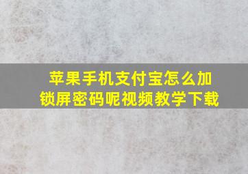 苹果手机支付宝怎么加锁屏密码呢视频教学下载