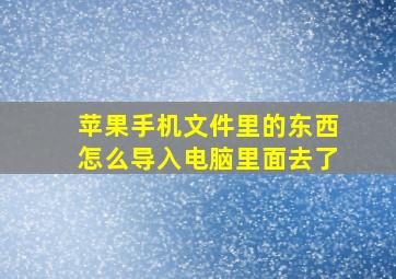 苹果手机文件里的东西怎么导入电脑里面去了