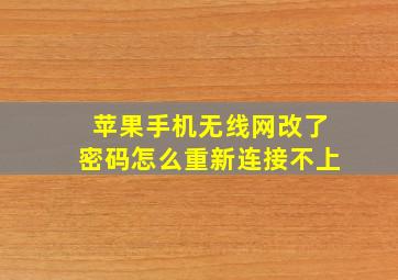 苹果手机无线网改了密码怎么重新连接不上