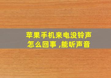 苹果手机来电没铃声怎么回事 ,能听声音