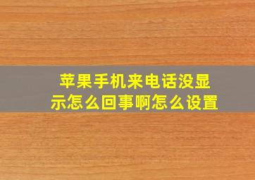 苹果手机来电话没显示怎么回事啊怎么设置