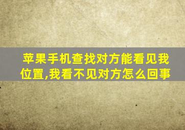 苹果手机查找对方能看见我位置,我看不见对方怎么回事