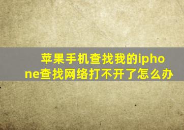 苹果手机查找我的iphone查找网络打不开了怎么办