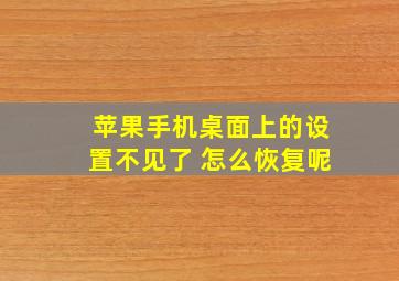 苹果手机桌面上的设置不见了 怎么恢复呢