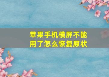 苹果手机横屏不能用了怎么恢复原状