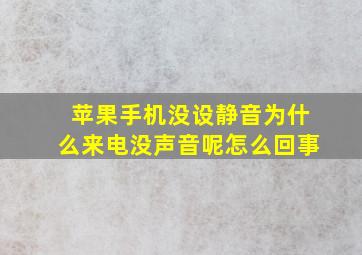 苹果手机没设静音为什么来电没声音呢怎么回事