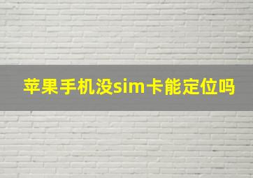 苹果手机没sim卡能定位吗