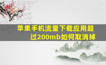 苹果手机流量下载应用超过200mb如何取消掉