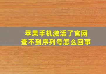 苹果手机激活了官网查不到序列号怎么回事