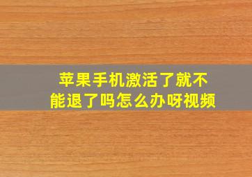 苹果手机激活了就不能退了吗怎么办呀视频