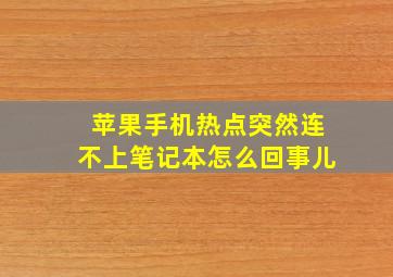 苹果手机热点突然连不上笔记本怎么回事儿