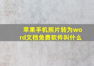 苹果手机照片转为word文档免费软件叫什么