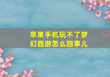 苹果手机玩不了梦幻西游怎么回事儿