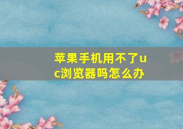 苹果手机用不了uc浏览器吗怎么办