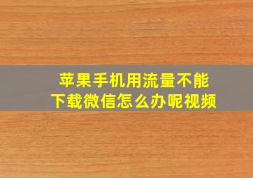 苹果手机用流量不能下载微信怎么办呢视频