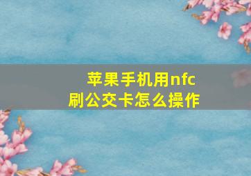 苹果手机用nfc刷公交卡怎么操作